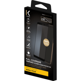 Protection d'&eacute;cran en verre tremp&eacute; (100% d surface couverte) pour Nokia 7 Plus, Noir