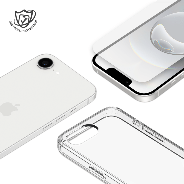 Pack combin&eacute; 2 en 1 (Coque hybride invisible, &Eacute;cran en verre tremp&eacute; de qualit&eacute; sup&eacute;rieure) pour Apple iPhone 16e/17e, Transparente