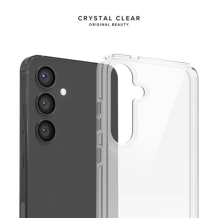 Coque hybride invisible fabriqu&eacute; avec 83% de plastique recycl&eacute; pour Samsung Galaxy S24 5G, Transparente