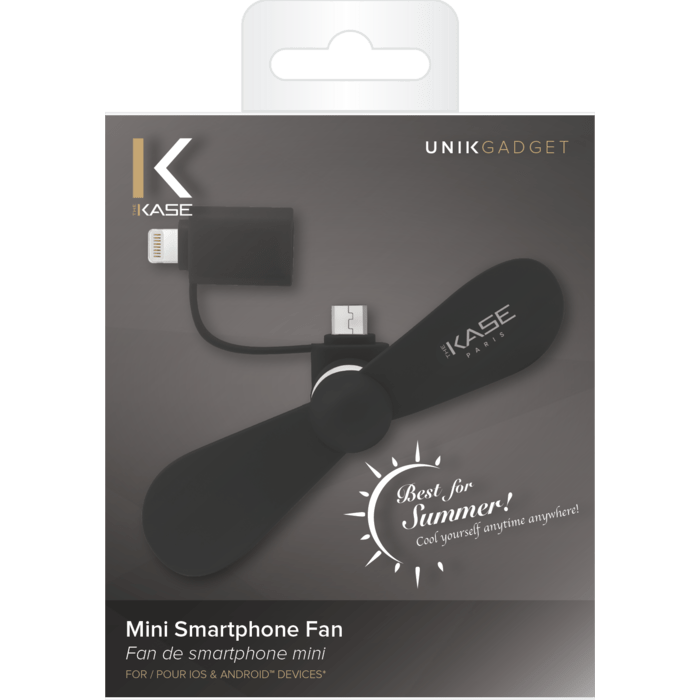 Mini ventilateur de smartphone (Pour les appareils iOS et Android™), Noir