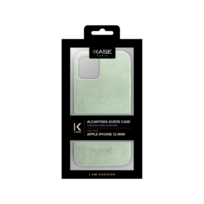 Coque en Su&egrave;de Alcantara pour Apple iPhone 12 mini, Vert Avocat
