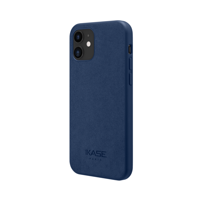 Coque en Su&egrave;de Alcantara pour Apple iPhone 12 mini, Bleu indigo