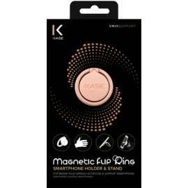 Flip magn&eacute;tique anneau accroche & support smartphone, Or rose