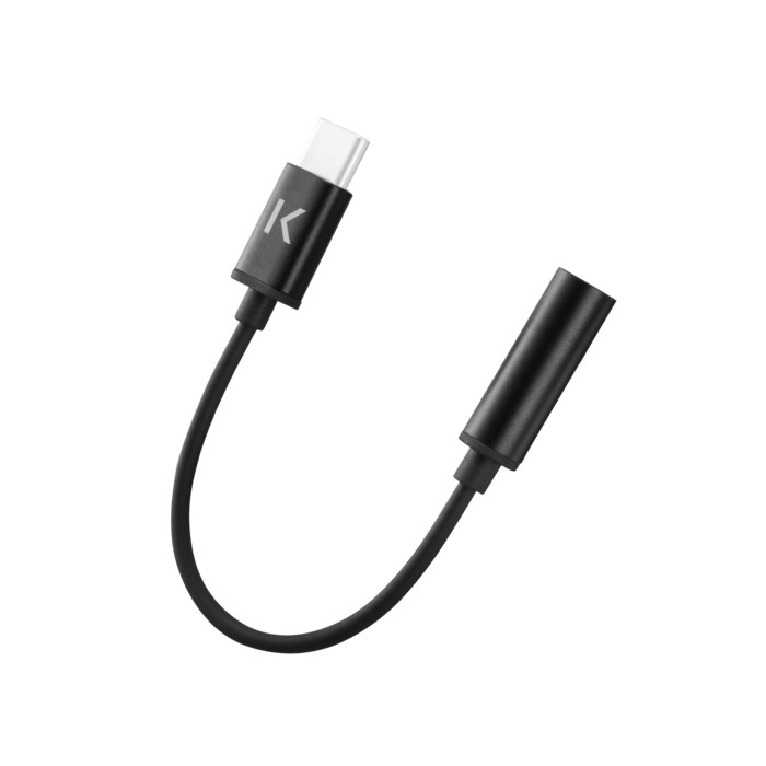 Adaptateur m&eacute;tallique avec prise Jack pour casque USB-C vers 3,5 mm, Noir