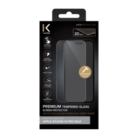 Protecteur d'écran en verre trempé de qualité supérieure pour Apple iPhone 15 Pro Max, transparent