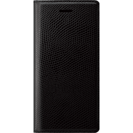 Diarycase Coque clapet en cuir v&eacute;ritable avec support aimant&eacute; pour Apple iPhone 6 Plus/6s Plus, Noir L&eacute;zard