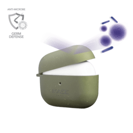 Coque antibact&eacute;rienne vegan bio 100 % z&eacute;ro d&eacute;chet pour Apple AirPods Pro, Vert olive