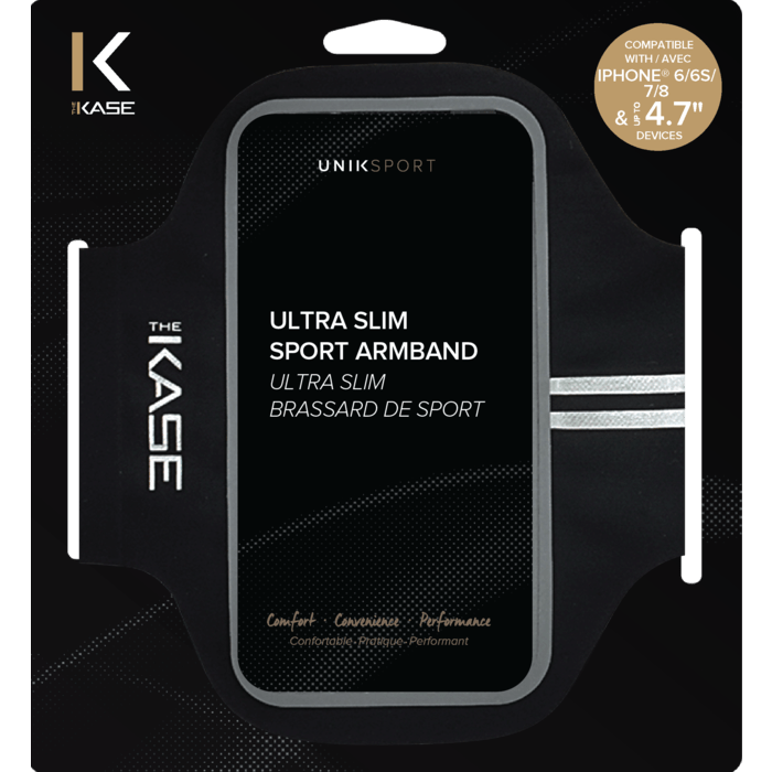 Ultra Slim Brassard de Sport pour Apple iPhone 6/6s/7/8/SE 2020, Noir