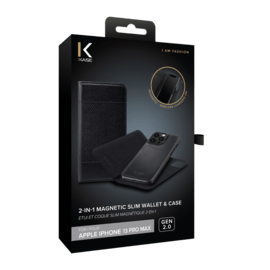 &Eacute;tui et Coque slim magn&eacute;tique 2-en-1 GEN 2.0 pour Apple iPhone 13 Pro Max, Noir