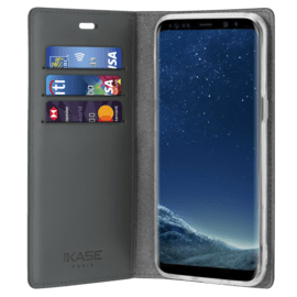 Case Diarycase Genuine Leather flip case with magnetic stand for Samsung Galaxy S8, Lizard Black