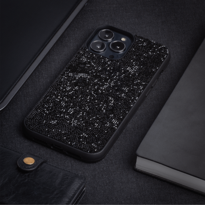 Coque Bling Strass pour Apple iPhone 13 Pro Max, Minuit Noir