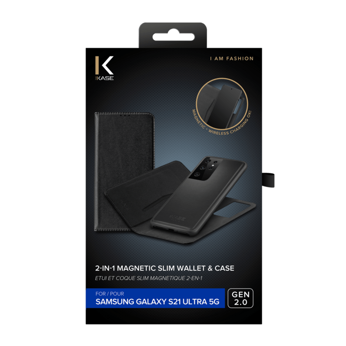 Etui et Coque slim magnétique 2-en-1 GEN 2.0 pour Samsung Galaxy S21 Ultra 5G, Noir