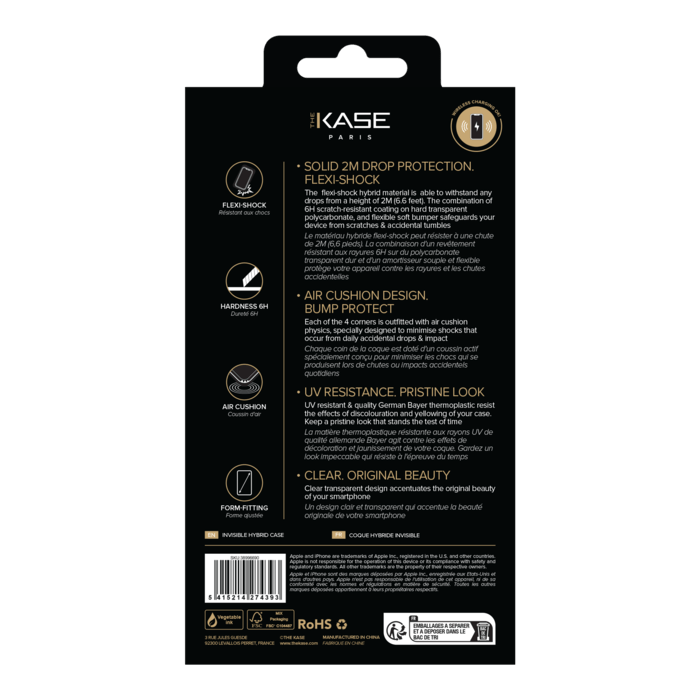 Coque hybride invisible pour Apple iPhone 14, Transparente