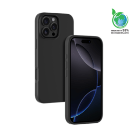 Coque antichoc en gel de silicone doux pour 55% de plastique recyclé Apple iPhone 16 Pro, Noir satin