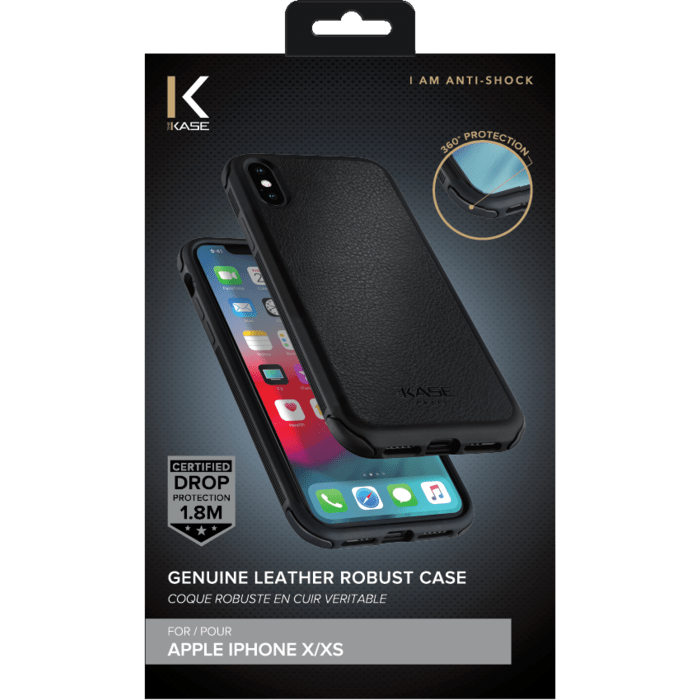 Genuine Leather Robust Case for Apple iPhone X/XS, Jet Black