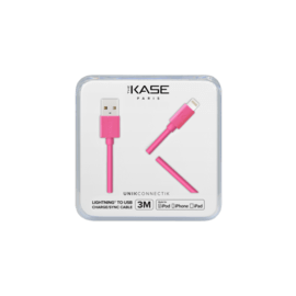C&acirc;ble Lightning certifi&eacute; MFi Apple Charge/Sync (3M), Pink Bonbon