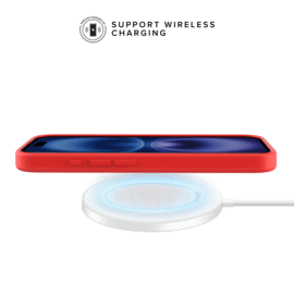 Coque antichoc en gel de silicone doux pour 55% de plastique recycl&eacute; Apple iPhone 16, Rouge Ardent