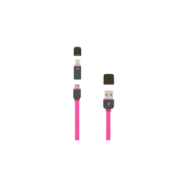 Case Lightning & Micro USB 2-in-1 retractable cable, Pink