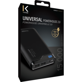 PowerHouse universelle batterie externe 2.0 15000mAh, Noir
