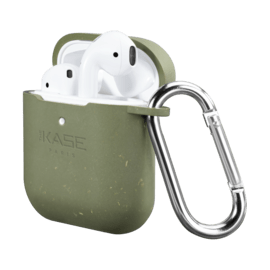 Coque antibact&eacute;rienne vegan bio 100 % z&eacute;ro d&eacute;chet pour Apple AirPods, Vert olive