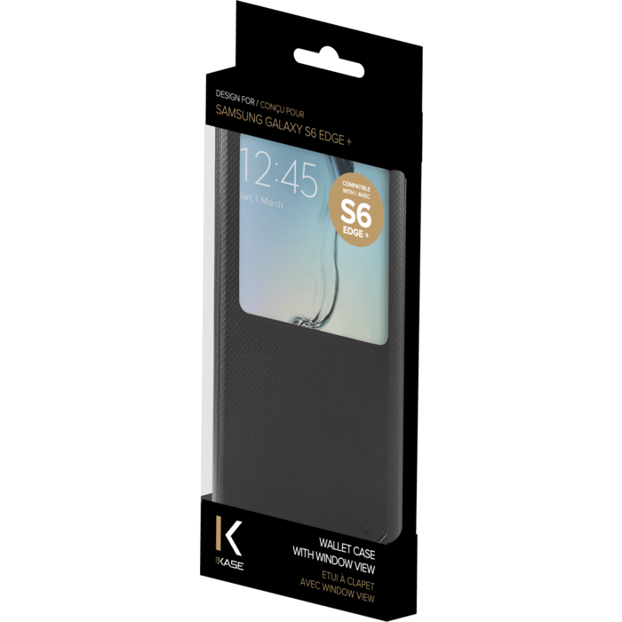 Etui &agrave; clapet avec Window View pour Samsung Galaxy S6 Edge Plus, Noir