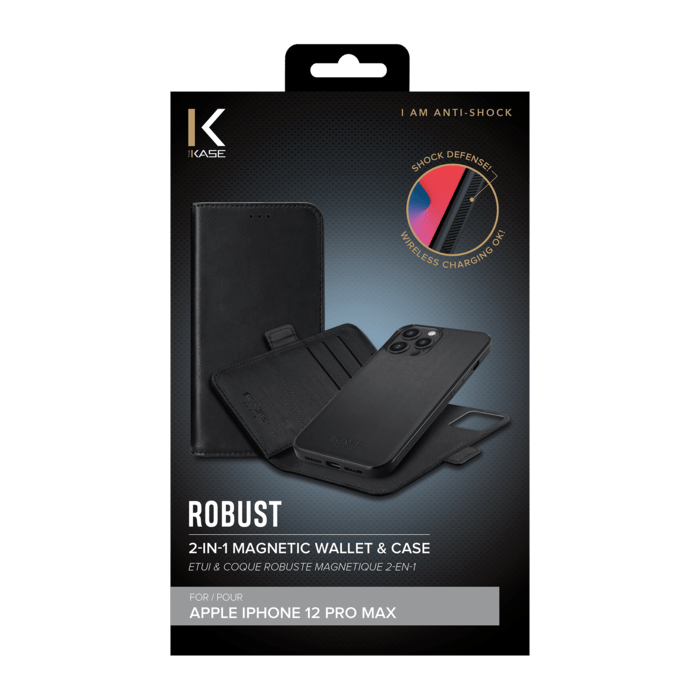Etui & Coque robuste magn&eacute;tique 2-en-1 pour iPhone Apple 12 Pro Max, Noir Onyx