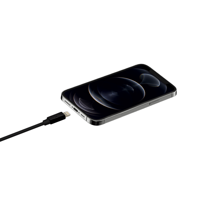 C&acirc;ble Lightning certifi&eacute; MFi Apple Charge Speed 3A charge/ sync (2M), Noir de jais
