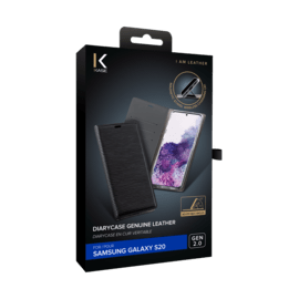 Diarycase 2.0 Coque clapet en cuir v&eacute;ritable avec support aimant&eacute; pour Samsung Galaxy S20, Minuit Noir