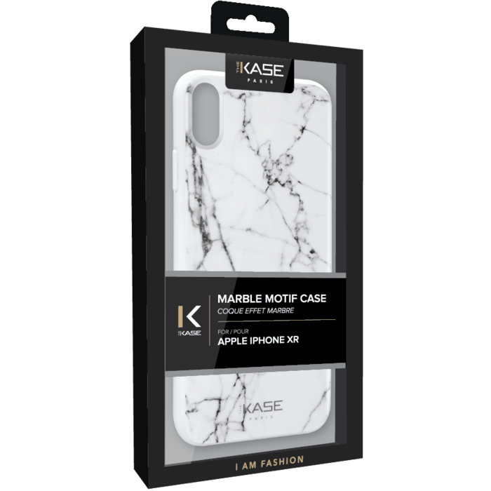 Coque effet marbr&eacute; pour Apple iPhone XR, Blanc
