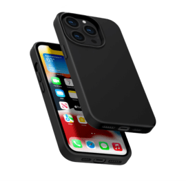 Coque antichoc en gel de silicone doux pour Apple iPhone 13 Pro, Noir satin