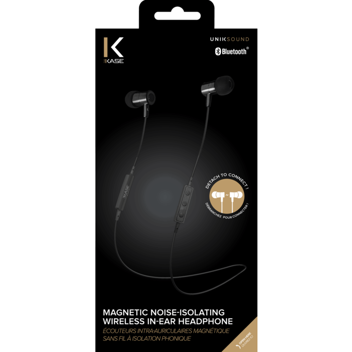&Eacute;couteurs intra-auriculaires magn&eacute;tique sans fil &agrave; isolation&nbsp;phonique, Noir satin