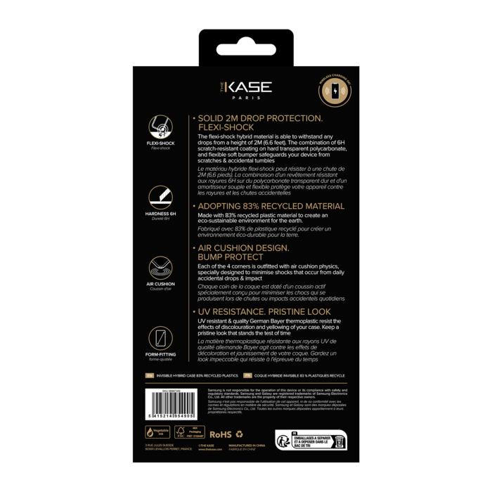 Coque hybride invisible fabriqu&eacute;e &agrave; 83 % de plastique recycl&eacute; pour Samsung Galaxy A55 5G 2024, transparente