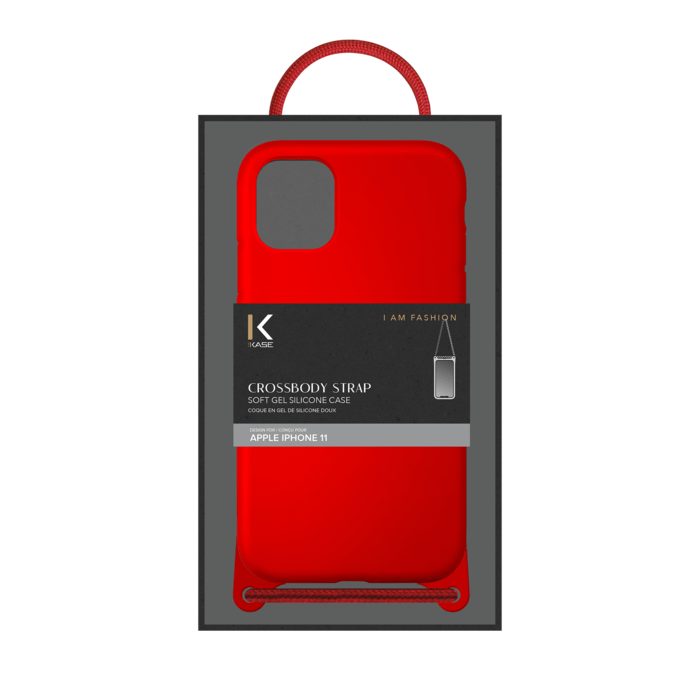 Coque en gel de silicone doux en bandouli&egrave;re pour Apple iPhone 11, Rouge Ardent