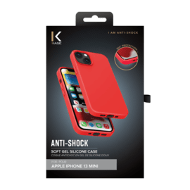 Coque antichoc en gel de silicone doux pour Apple iPhone 13 mini, Rouge Ardent