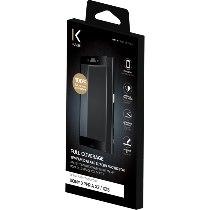 Full Coverage Tempered Glass Screen Protector for Sony Xperia XZ/XZs, Black