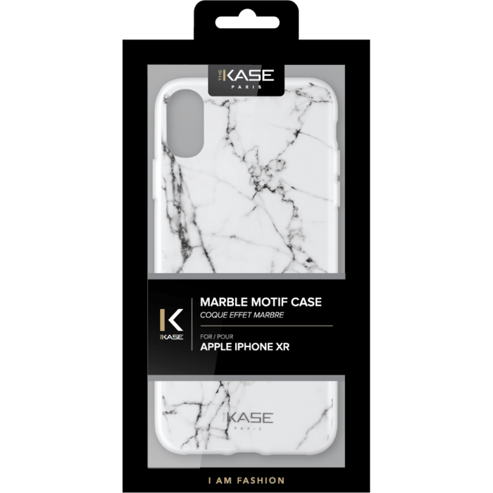 Coque effet marbr&eacute; pour Apple iPhone XR, Blanc