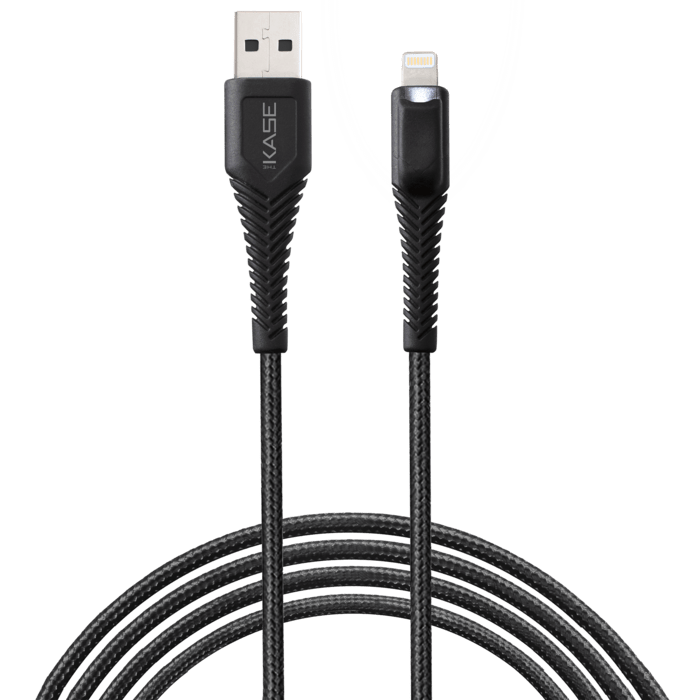 Câble Lightning® certifié MFI Apple vers USB tressé en nylon avec lampe Charge/Sync (1M), Noir