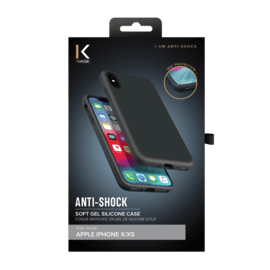Coque antichoc en gel de silicone doux pour Apple iPhone X/XS, Noir Satin