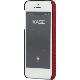 Coque pour Apple iPhone 5/5s/SE, cuir v&eacute;ritable Veau Grain&eacute; et Autruche, Rouge
