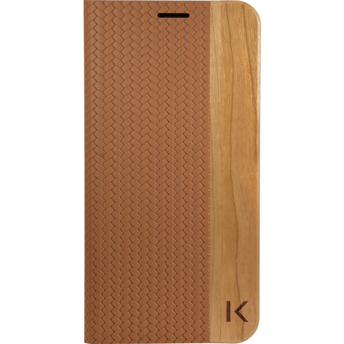 Coque Clapet pour Samsung Galaxy S7 Edge, Marron et Bois de cerisier naturel