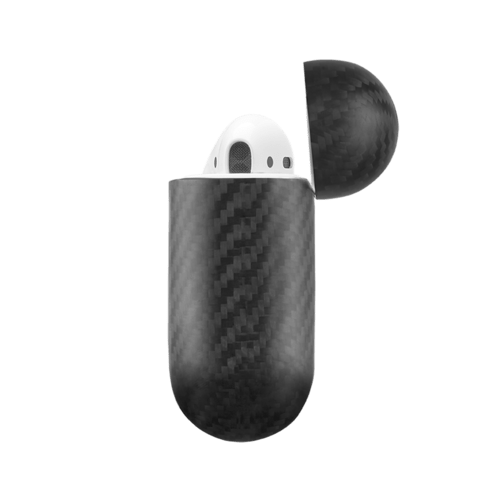 Case Coque en fibre de carbone v&eacute;ritable pour Apple AirPods, Noir satin&eacute;