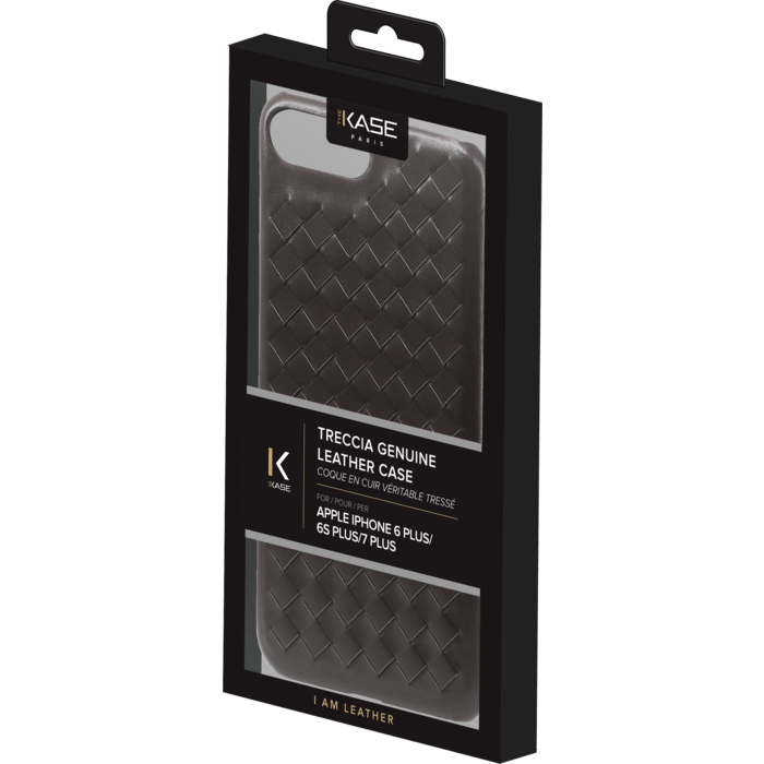 Coque en cuir véritable Treccia pour Apple iPhone 6 Plus/6s Plus/7 Plus/8 Plus, Marron
