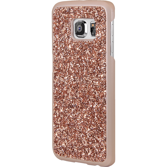 Coque Bling Strass pour Samsung Galaxy S6 Edge, Or Rose