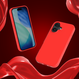 Coque antichoc en gel de silicone doux pour 55% de plastique recycl&eacute; Apple iPhone 17, Rouge Ardent