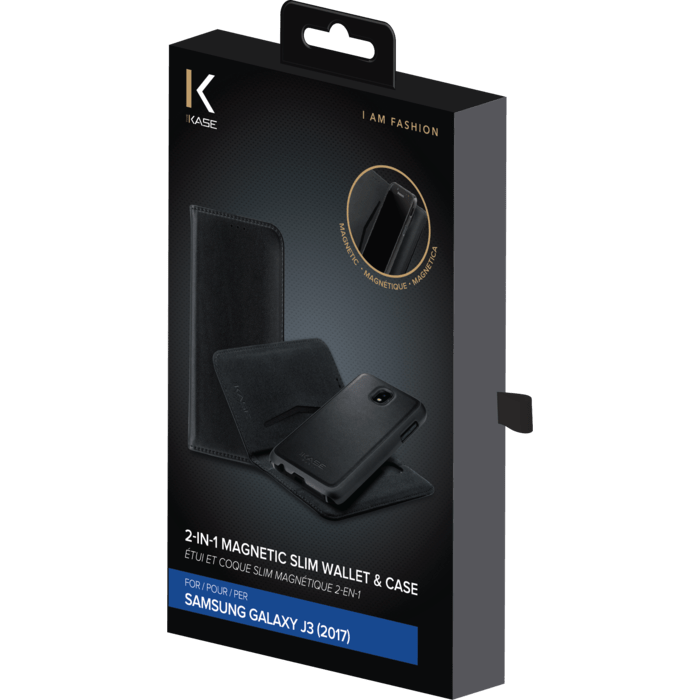 &Eacute;tui et Coque slim magn&eacute;tique 2-en-1 pour Samsung Galaxy Galaxy J3 (2017), Noir (v. EU/Asie - J330FDS & J330GDS)