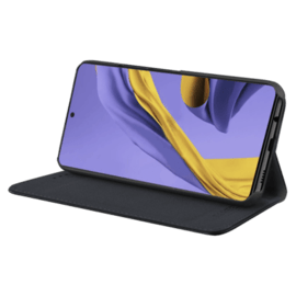 Coque clapet folio avec fente pour cartes & support pour Samsung Galaxy A51, Noir