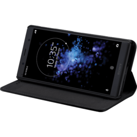 Coque clapet folio avec fente pour cartes & support pour Sony Xperia XZ2 Compact, Noir