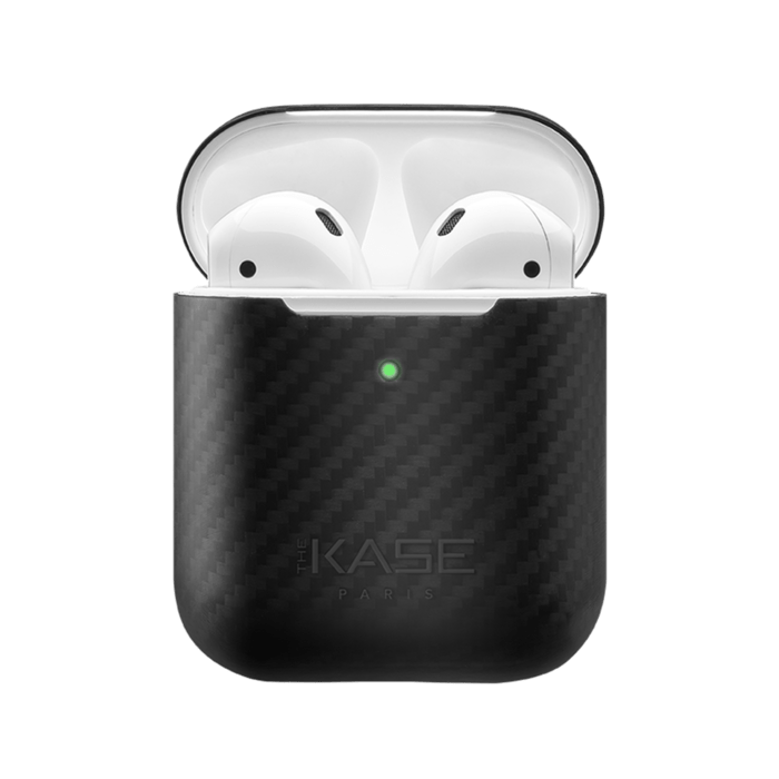 Coque en fibre de carbone v&eacute;ritable pour Apple AirPods, Noir satin&eacute;