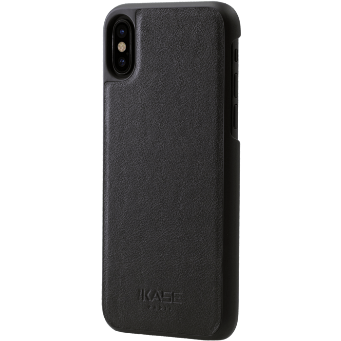 Coque magn&eacute;tique en cuir v&eacute;ritable pour Apple iPhone X/XS, Noir