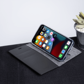 Diarycase 2.0 Coque clapet en cuir v&eacute;ritable avec support aimant&eacute; pour Apple iPhone 13 mini, Noir Minuit